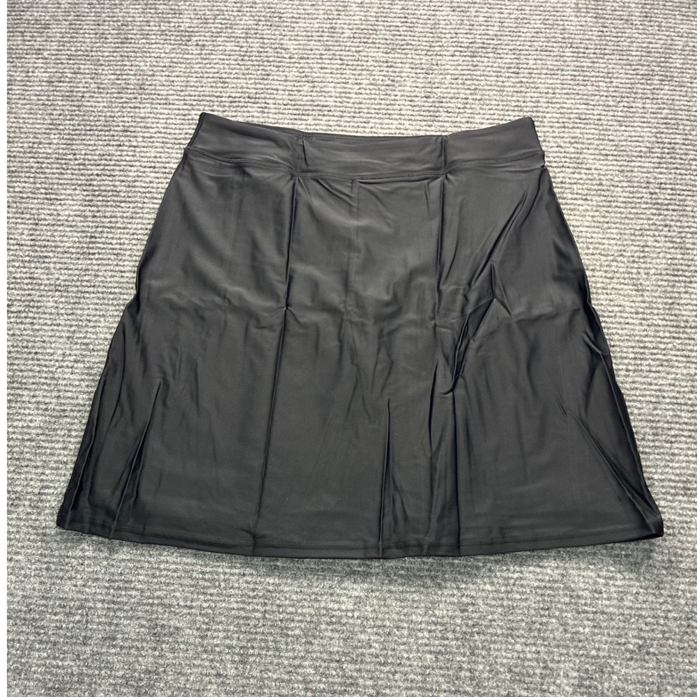 Womens Black Athletic Swim Skort XL Built-in Shorts Nylon Lycra UPF 50+ Skirt